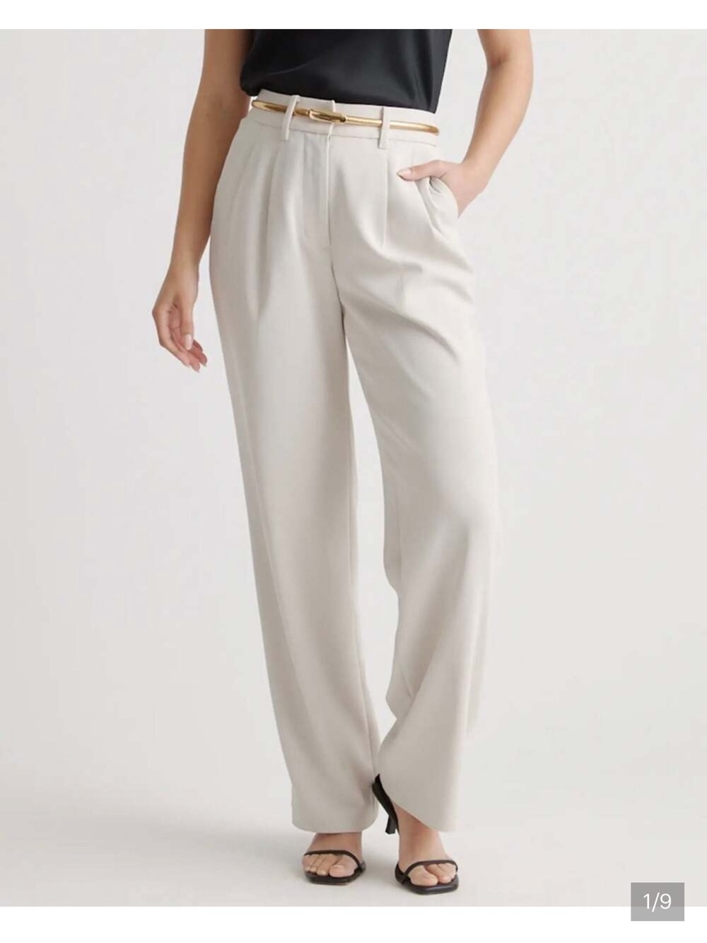 Quince Stretch Crepe Trouser Sand Beige NEW 14